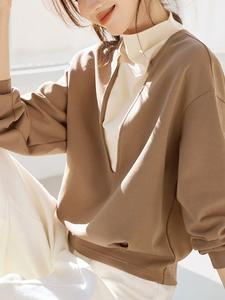 Топ с воротником-стойкой Топ с V-образным вырезом для женщин Doux Belle, цвет Khaki