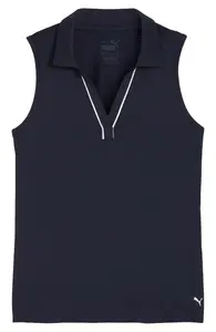 Поло для гольфа без рукавов CLOUDSPUN с окантовкой для девочек PUMA, цвет Deep Navy
