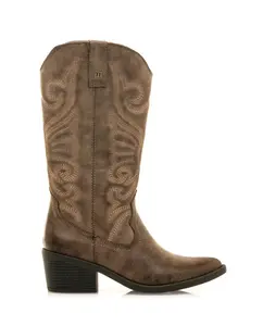 Женские ковбойские сапоги с вышивкой Mustang, коричневый