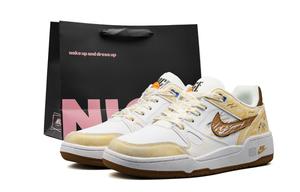 Nike Кроссовки для скейтбординга мужские Full Force с амортизацией, устойчивые к истиранию и скольжению, низкие, бело-золотые Shopping Bag