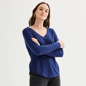 Женская футболка Sonoma Goods For Life на каждый день с длинными рукавами и v-образным вырезом, цвет Blue Beauty