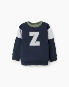 Детская толстовка с начесом внутри и вышивкой спереди Zippy, темно-синий