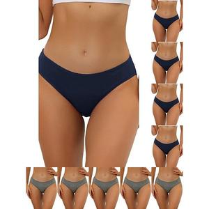 10 упаковок женского белья мид-уайстд хипстер Inspire Chic, Navy Blue Gray