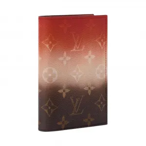 LOUIS VUITTON Monogram Pigment Coated Canvas Passport Holder Men's Brown & Rusty & Red