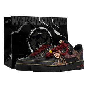 Nike Кроссовки Air Force 1 Kaleidoscope, год выпуска, сумка для покупок, износостойкие, низкие, для скейтбординга, унисекс, черные, красные