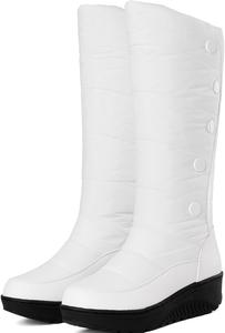 Женские зимние сапоги YTINGNICE с высоким голенищем, толстой подошвой и утепленной мехом платформой, водонепроницаемые, с кисточками, модные зимние сапоги до колена (черные, размер US 6)