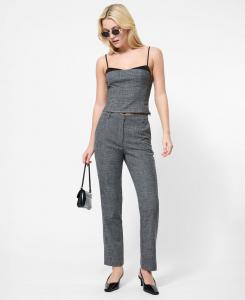 Женские укороченные узкие клетчатые брюки-сигареты French Connection, Charcoal