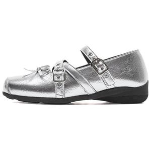 Туфли Мэри Джейн на плоской подошве 3,5 см женские AGSDON, Silver