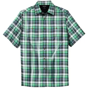 Мужская спортивная рубашка в клетку с короткими рукавами и короткими рукавами Kingразмера Big & Tall KingSize, цвет Green Plaid