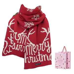 WARRIOR Вязаный шарф женский, Red Christmas Letter[Exquisite Box]