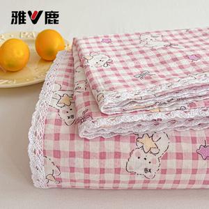 Yalu Простыня 240х270 см, хлопок, двойной слой кружева, Cotton Candy Cat