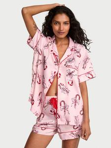 Короткий пижамный комплект из глянцевого атласа Victoria'S Secret, signature satin print