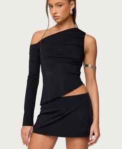 Женский асимметричный топ Lucretia с открытыми плечами Edikted, Black