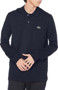 Мужская поло-рубашка с длинным рукавом Lacoste L1312DL оригинального кроя, темно-синий