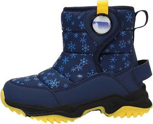 Теплые зимние ботинки на искусственном меху для девочек и мальчиков, удобные и толстые для холодной погоды, уличные, водонепроницаемые, с нескользящей подошвой Generic, Blue