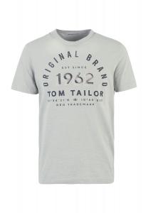 Футболка мужская, хлопок, фирменная надпись TOM TAILOR, цвет Ice Blue