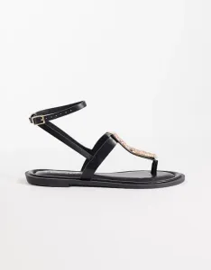 Черные сандалии New Look из жесткой ткани с носком