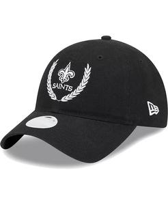 Женская черная кепка New Orleans Saints Leaves 9Twenty Adjustable New Era