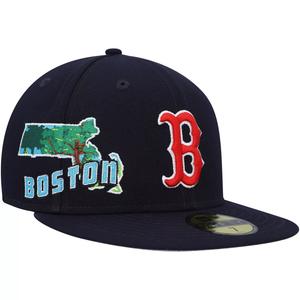 Мужская приталенная кепка New Era Navy Boston Red Sox Stateview 59FIFTY