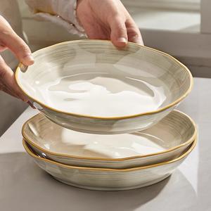 Ceramics Премиальная керамическая чаша для риса для домашнего использования, стильная тарелка для еды 2025, подглазурная цветная посуда, маленькие миски, 18-сантиметровые суповые тарелки с каменным узором, набор из 2 штук