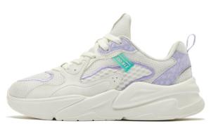 QIAODAN Женские повседневные туфли с низкой подошвой и противоскользящей амортизацией, цвет белый/фиолетовый