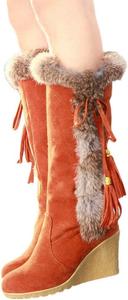 Женские зимние сапоги Bcshiye, повседневные теплые высокие сапоги до колена с удобной меховой подкладкой на платформе для холодной погоды, Orange