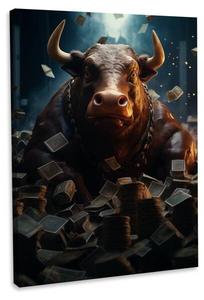 Картина на холсте Hustling Sharks Money-Bull, коричневый