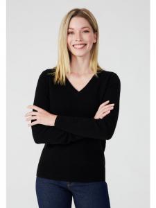 Кашемировый свитер с V-образным вырезом черного цвета Style Republic