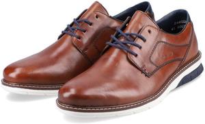 Мужские кожаные оксфорды Rieker 14402 Dustin на шнуровке - стильные повседневные туфли с антистрессовой амортизацией, гибкой подошвой с хорошим сцеплением, легкой конструкцией и комфортом в течение всего дня, коричневый