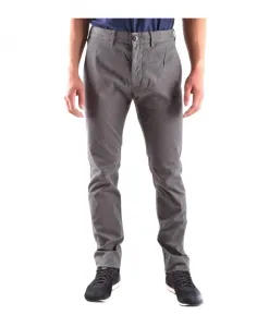 Брюки из хлопковой смеси на молнии и пуговице Stone Island, серый