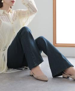 Джинсовые брюки-клеш с завязками сзади Pourvous, цвет One-Wash Navy