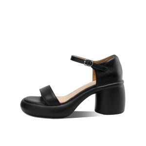 BOERDIQI Женские сандалии на одной застежке черные с овчинной стелькой, цвет Black (Sheepskin Insole)