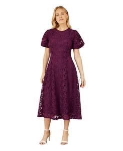 Женское миди-платье из эластичного кружева Yumi, Burgundy