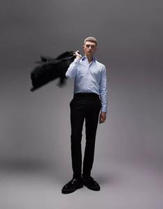 Синяя эластичная рубашка с длинными рукавами Topman