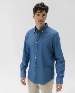 Мужская рубашка из денима с воротником на пуговицах El Pulpo, индиго