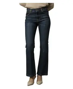 Джинсовые брюки с декором, зауженного кроя, расклешенные. Kocca, синий