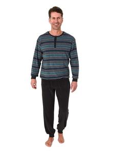 NORMANN Пижама из махровой ткани с длинными рукавами и манжетами, зеленого цвета