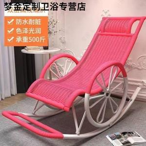 Fantasy Летнее кресло-качалка из ротанга, усиленная модель с двойными колесами, розовое двухслойное