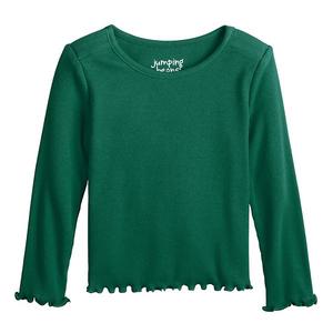 Детская футболка с длинным рукавом rib tee для девочек 6-12 лет Jumping Beans, Vintage Moss