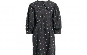 GANNI Женское черное платье с длинными рукавами