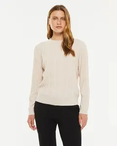 Женский джемпер с фантазийной вязкой и микро-пайетками Paz Torras, бежевый