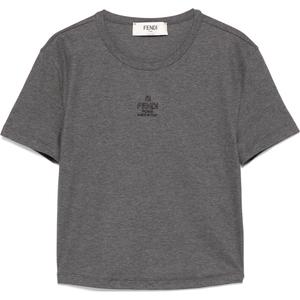 Футболка с мелкой резинкой FENDI, серый