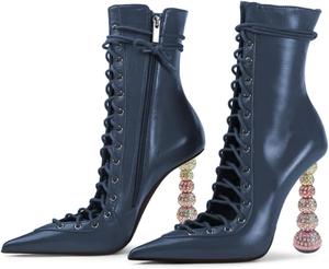 Женские ботильоны Zszszsu с заостренным носком, ремешком на шнуровке, украшенные стразами, с декоративными высокими каблуками и боковой молнией, праздничные туфли для вечеринок и выпускного, размеры 4-16 США, Blue