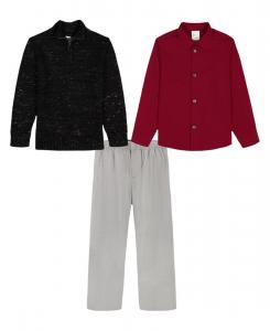 Детский комплект из трех предметов: свитер с длинными рукавами, рубашка и брюки (2T-7) Calvin Klein, Black/Red/White