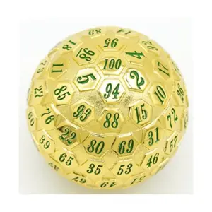 45мм d100 - Золото с зеленым, Dice Sets - Metal - D100's (Foam Brain Games)