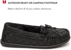 Женские тапочки Minnetonka Camp Tie Moc - уютные домашние/уличные с прочной подошвой, черный