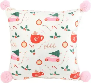 Подушка с наполнителем Веселое Рождество в сахарной сливе (Sugarplum Fun Christmas) SD5948 (37 см x 37 см) (белая/разноцветная) Something Different