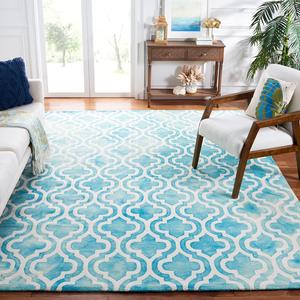 Ковер SAFAVIEH, 153 x 153 см, Dip Dye Collection, Turquoise & Ivory, ручной работы марокканский водяной шерстяной, идеален для помещений с высокой проходимостью в гостиной, спальне (DDY537D)