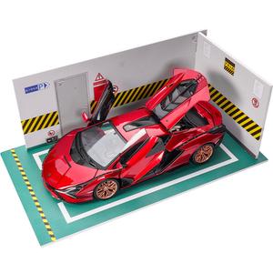 Lamborghini Supercar Luxury Car Series Lamborghini Sian FKP 37 сборная модель из сплава Bburago, Lamborghini Lightning, Red+Garage Scenario