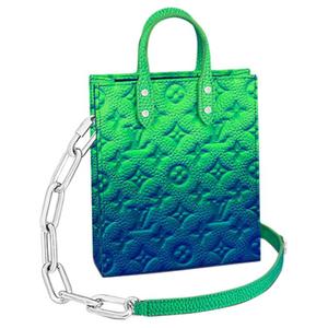 Сумка Sac Plat Xs из кожи Taurillon Illusion сине-зеленого цвета LOUIS VUITTON